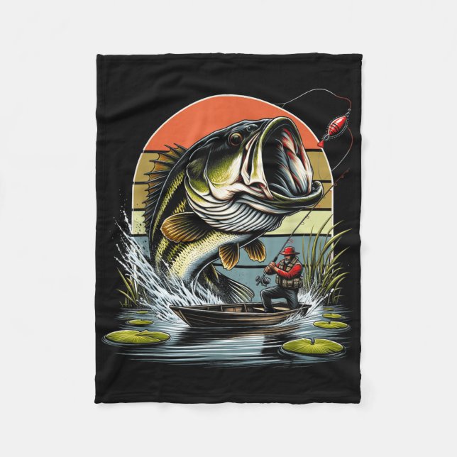 Couverture Polaire Graphique de pêche Bouche B Grand Poisson  (Devant)