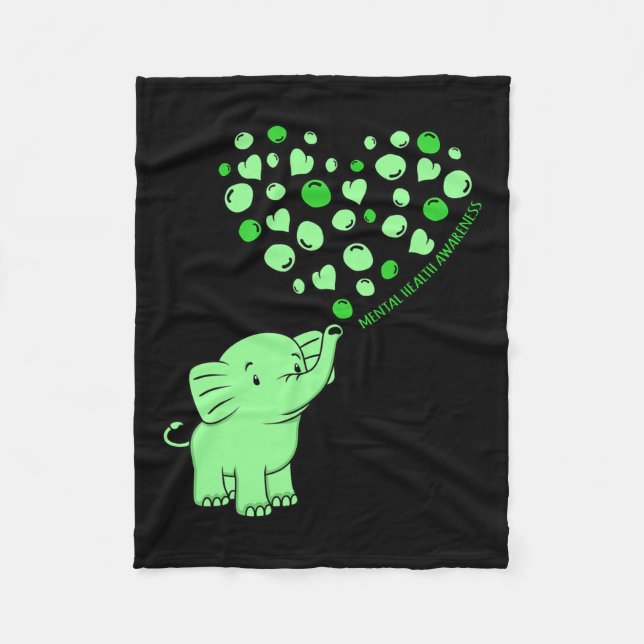 Couverture Polaire Graphique de soutien pour les cœurs d'éléphants de (Devant)