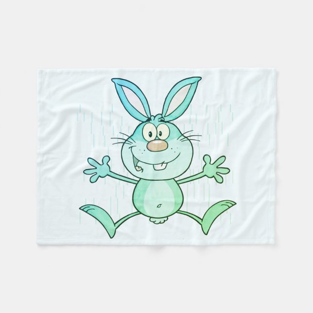 Couverture Polaire Graphique mignon heureux de lapin (Devant (Horizontal))