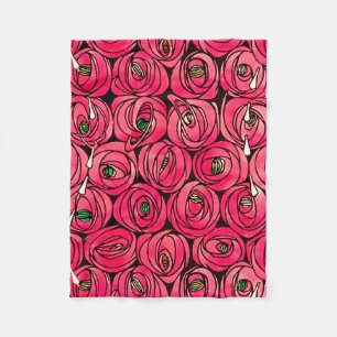 Couverture Polaire Graphique rose Art Nouveau Rennie Macintosh