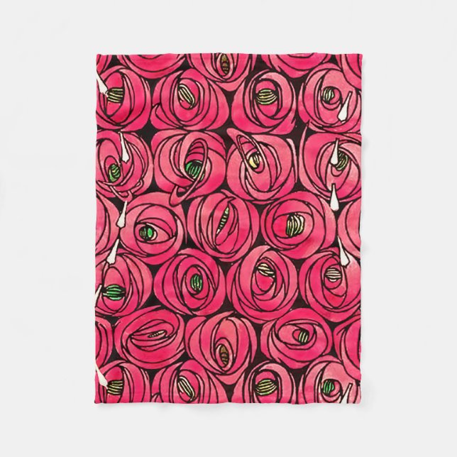 Couverture Polaire Graphique rose Art Nouveau Rennie Macintosh (Devant)