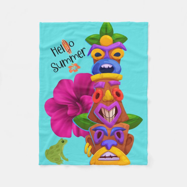 Couverture Polaire Graphisme de Tiki Pole Été avec Bonjour l'Été (Devant)