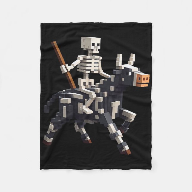 Couverture Polaire Graphisme de vache de gamer à cheval squelette en  (Devant)