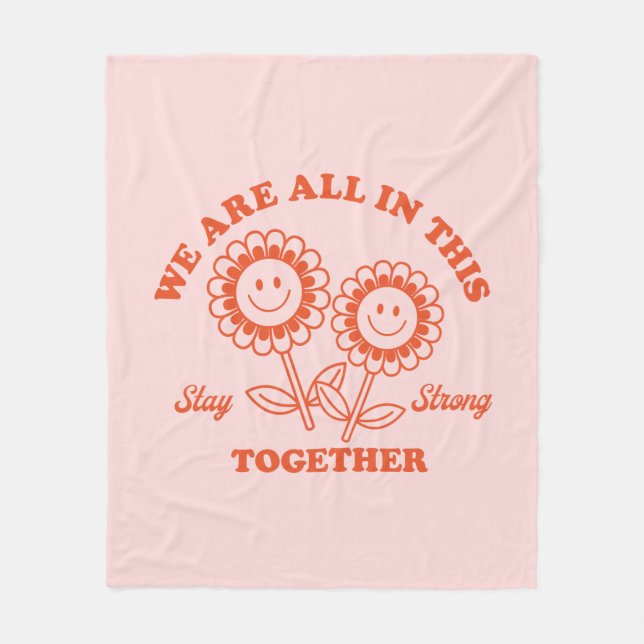 Couverture Polaire Graphisme Fleur Joyeux Retro (Devant)