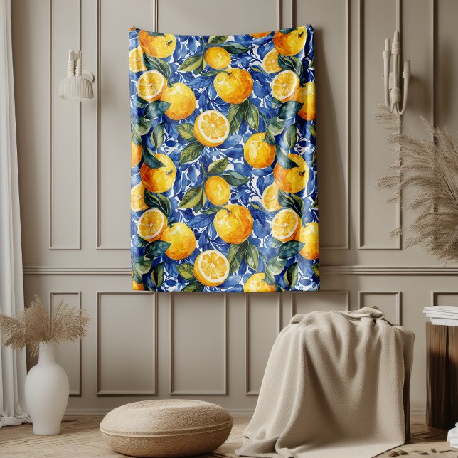 Couverture Polaire Gras Bleu Italien Positano Lemon (Créateur téléchargé)
