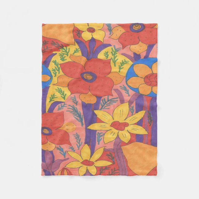 Couverture Polaire Gras Bohemian Orange Garden Imprimer (Devant)