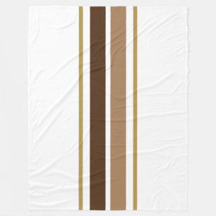 Couverture Polaire Gras Cocoa Mocha Brown Racing Stripes Sur Blanc