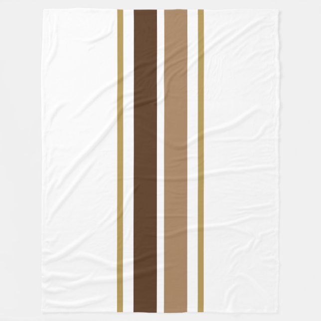 Couverture Polaire Gras Cocoa Mocha Brown Racing Stripes Sur Blanc (Devant)