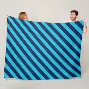 Couverture Polaire Gras Diagonal Bleu clair et rayures de marine