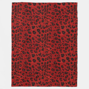 Couverture Polaire Gras et Chaud : Léopard Rouge & Noir