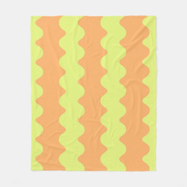 Couverture Polaire Gras Orange Lime Wavy Stripe Moderne Cosy Thon (Devant)