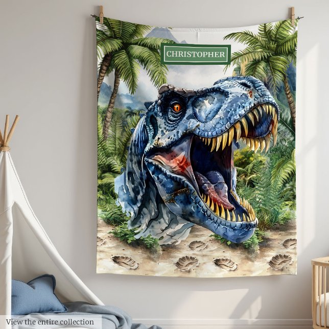 Couverture Polaire Gras T-Rex Blanket Nom Personnalisé Garçons Person (Bold T-Rex Blanket Custom Name Personalized Boys)
