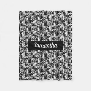 Couverture Polaire Gras Zebra Stripe noir et blanc avec nom