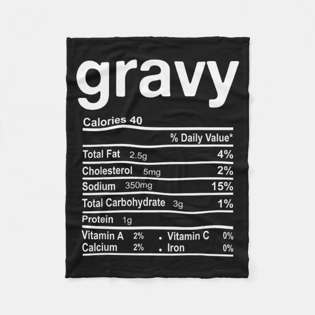Couverture Polaire Gravy Nutrition Facts Funny Thanksgiving Christmas (Devant)