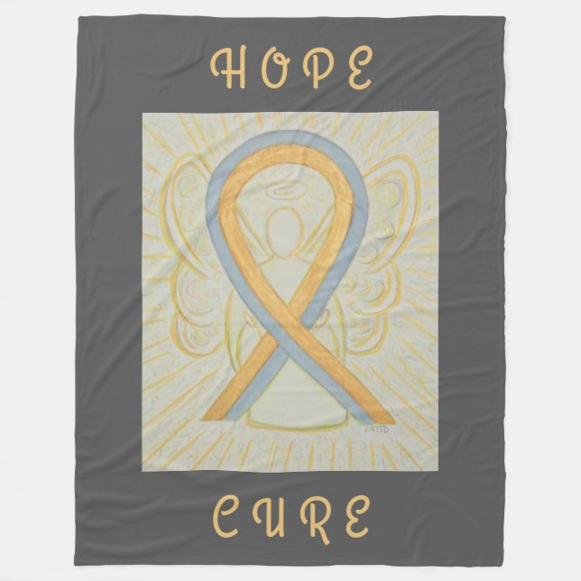 Couverture Polaire Gray and Gold Awareness Ribbon Angel Chemo Blanche (Devant)