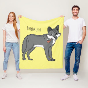 Couverture Polaire Gray wolf with pipe cartoon