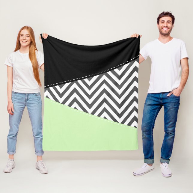 Couverture Polaire Gray Zigzag, Gray Chevron, Zigzag Pattern, Mint (En situation)