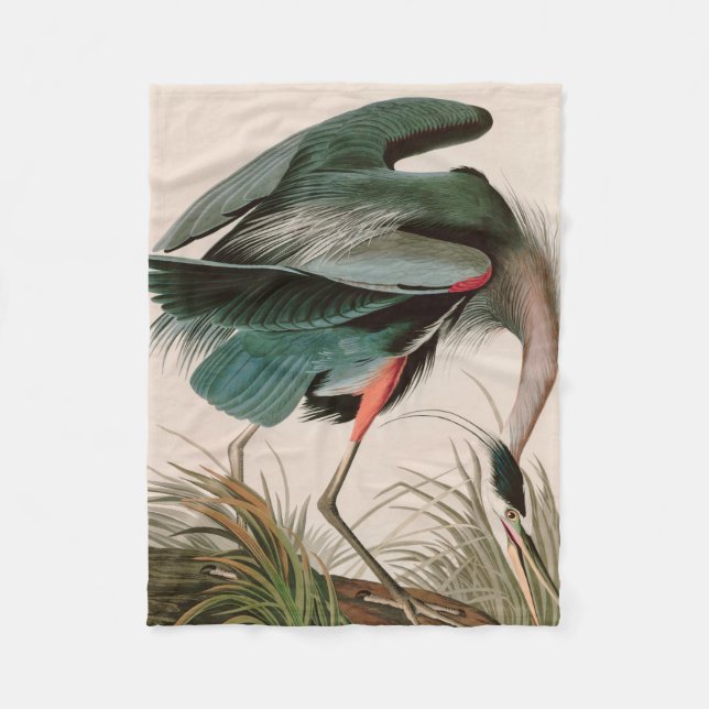 Couverture Polaire Great Blue Heron Birds of America Audubon Imprimer (Devant)