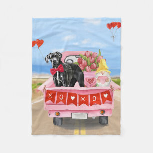 Couverture Polaire Great Dane Chien Valentine's Day Truck