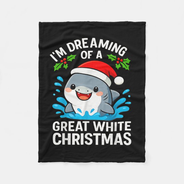 Couverture Polaire Great White Christmas Shark Funny Santa Holiday Pu (Devant)