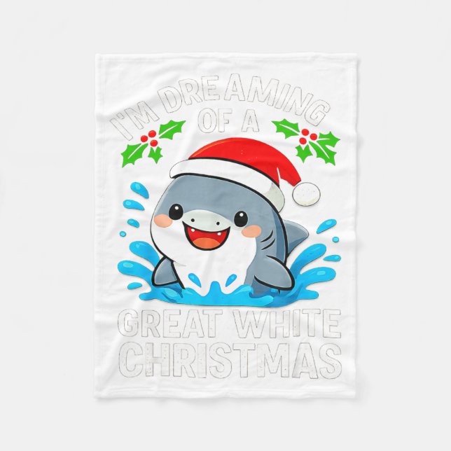 Couverture Polaire Great White Christmas Shark Funny Santa Holiday Pu (Devant)