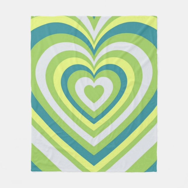 Couverture Polaire Green Heart Whimsical Valentine's Day Cadeau Coupl (Devant)