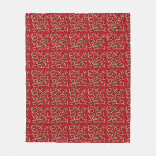 Couverture Polaire Green Holly Fleurs Jaunes Feuilles Blanches Rouge