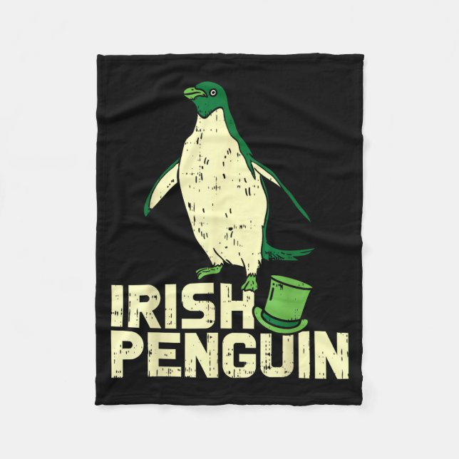 Couverture Polaire Green Irish Penguin Cute St Patricks Day Animal Lo (Devant)