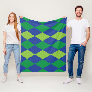 Couverture Polaire Green Lime Green Diamond À damiers Motif