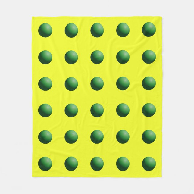 Couverture Polaire Green Spheres on Yellow Fleece Blanket (Devant)