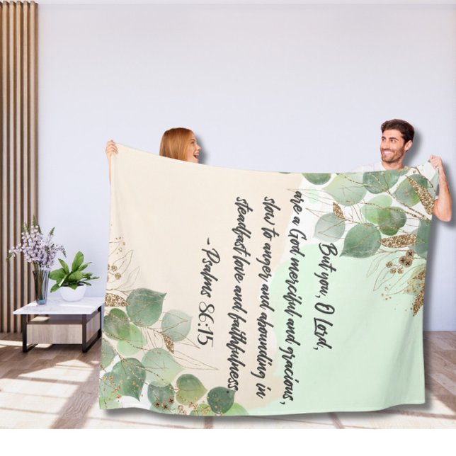 Couverture Polaire Greenery Bible verse Fleece Blanket (Créateur téléchargé)