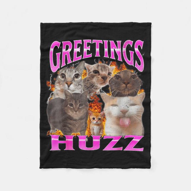 Couverture Polaire Greetings Huzz Funny Cat Meme Bootleg Graphic Men  (Devant)