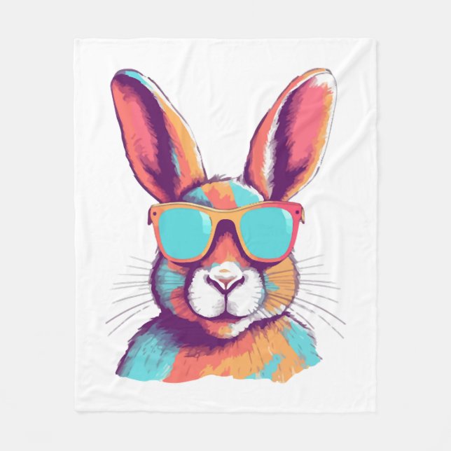 Couverture Polaire Greg le lapin avec des lunettes (Devant)