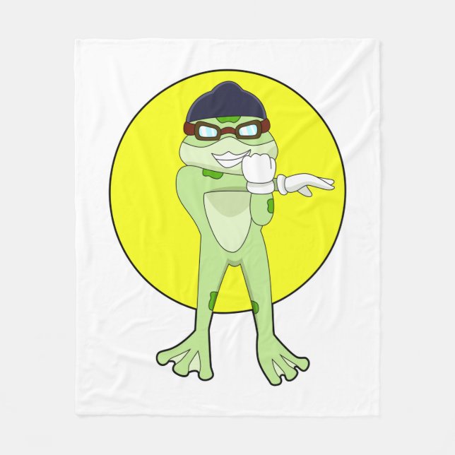 Couverture Polaire Grenouille avec lunettes de natation (Devant)