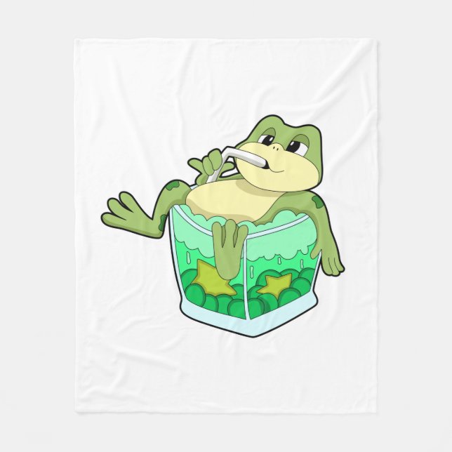 Couverture Polaire Grenouille avec verre de jus (Devant)