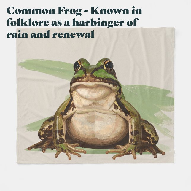 Couverture Polaire Grenouille britannique commune | Art de la nature  (Common Frog. Known in folklore as a harbinger of rain and renewal. Housewarming Blanket Gift )