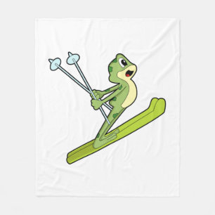 Couverture Polaire Grenouille comme sauteur de ski avec Ski.PNG