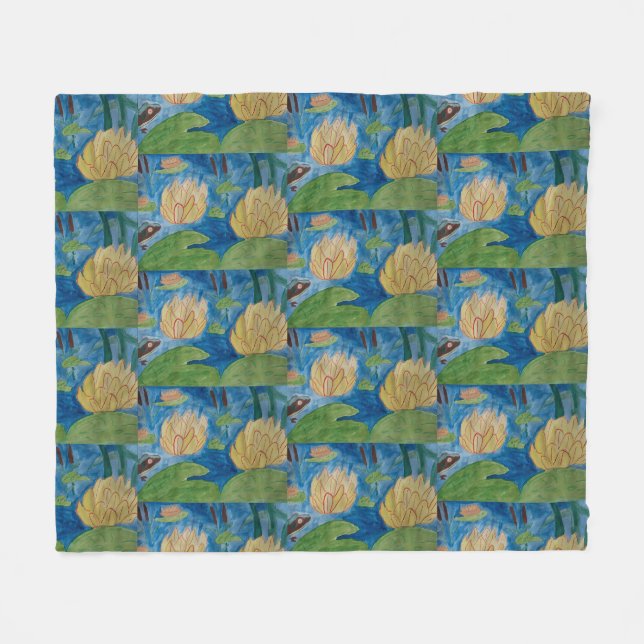 Couverture polaire grenouille et Nénuphar (Devant (Horizontal))