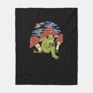 Couverture Polaire Grenouille fan de livre avec chapeau de champignon
