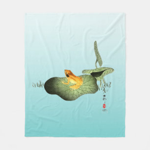 Couverture Polaire Grenouille jaune sur feuille de lotus