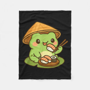Couverture Polaire Grenouille Mignonne Mangeant des Sushis Anime Cade