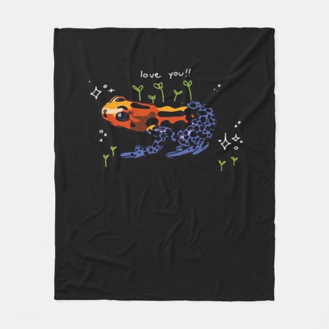 Couverture Polaire Grenouille qui t'aime dans un style classique simp (Devant)