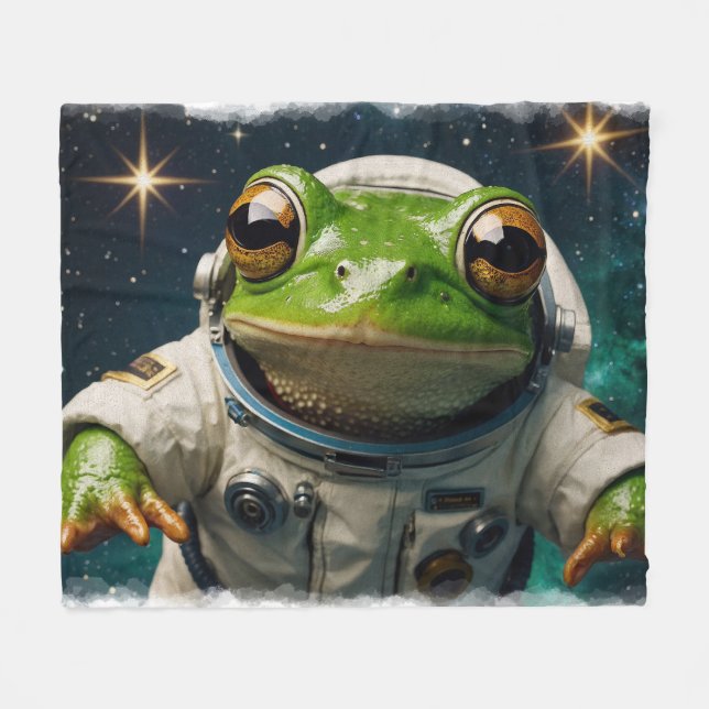 Couverture Polaire Grenouille verte dans l'espace (Devant (Horizontal))