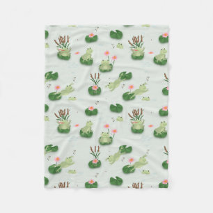 Couverture Polaire Grenouilles Mignonnes dans une Nurserie d'Étang de