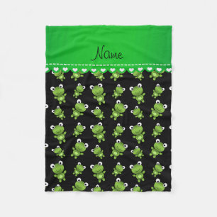Couverture Polaire Grenouilles vertes noires nommées personnalisées
