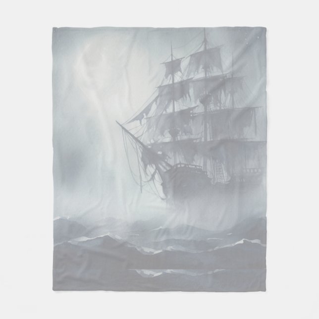 Couverture Polaire Grey, Gris Fog Pirate Navire Retraite (Devant)
