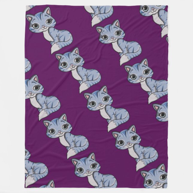 Couverture Polaire Grey Knit Kitty Chat (Devant)