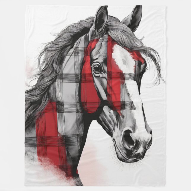 Couverture Polaire Grey the Plaid Horse (Devant)