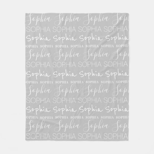 Couverture Polaire Grey White Girls Nom Personnalisé Personnalisé (Devant)