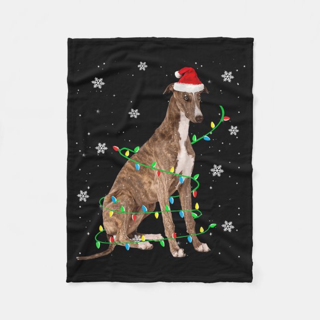 Couverture Polaire greyhound, petit feu de Noël, père Noël (Devant)
